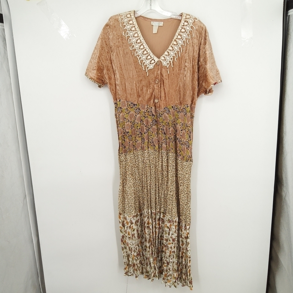 Lew magram vintage ditzy floral cottage maxi dress sz xl